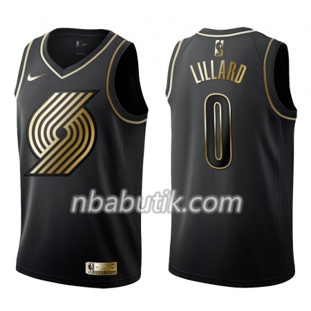 NBA Mænd Trøje Portland Trail Blazers Damian Lillard 0 Nike Sort Golden Edition Swingman